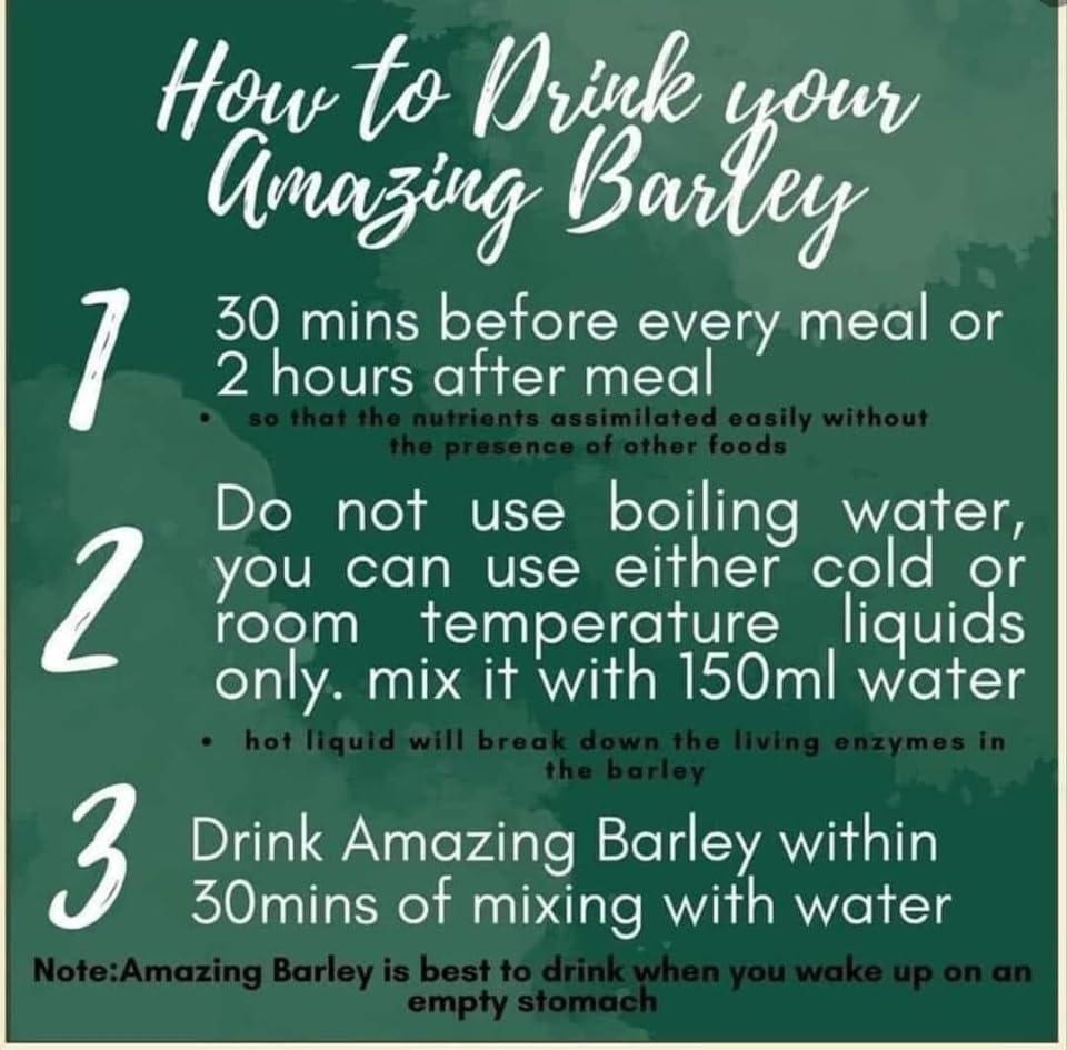 Herb All Generic IAM Amazing Pure Organic Barley Powder Drink Mix Organic Barley Natural Blend, 2.2 Ounce (Pack of 1), Green