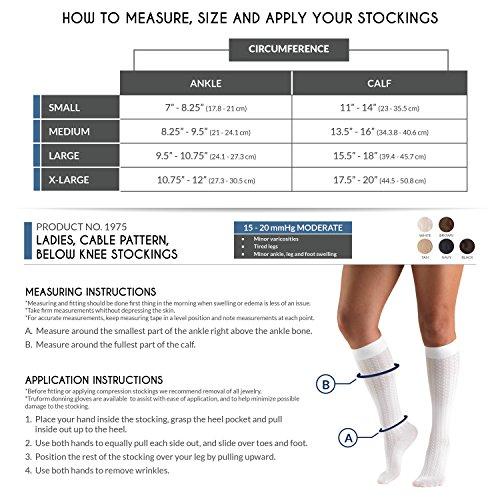 Truform Truform Women's Fit Compression Socks, Cable Knit Pattern, 15-20 mmHg, White, Small (Pack of 2)