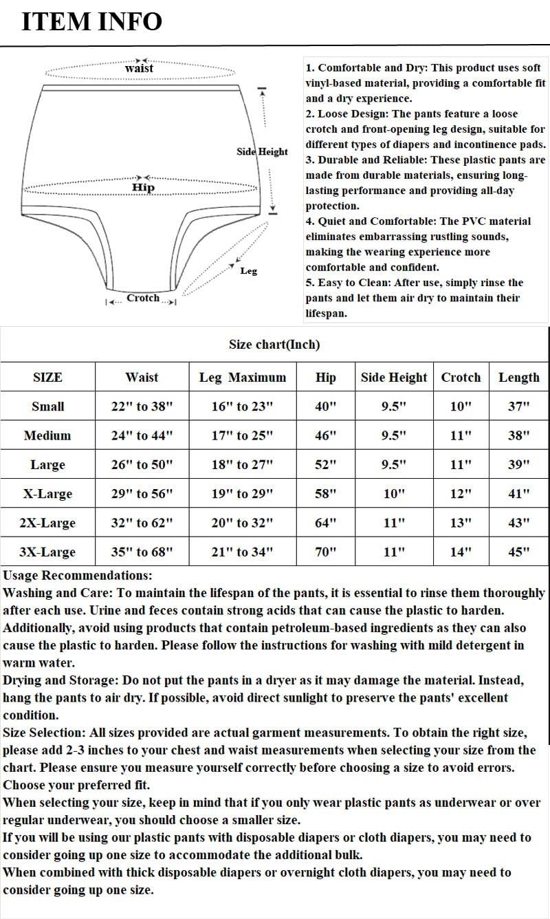 Haian Haian High-Waisted Adult Incontinence Pull-on Plastic Waterproof Pants 3 Pack (Large)