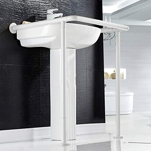 SJHFG Bathroom Handrail Toilet Handrails Disabled Stainless Steel Bathroom Grab Bar for Elderly Wall Mounted Washbasin Safety Grab Rails Bathroom Grab Bars (Color : B White)