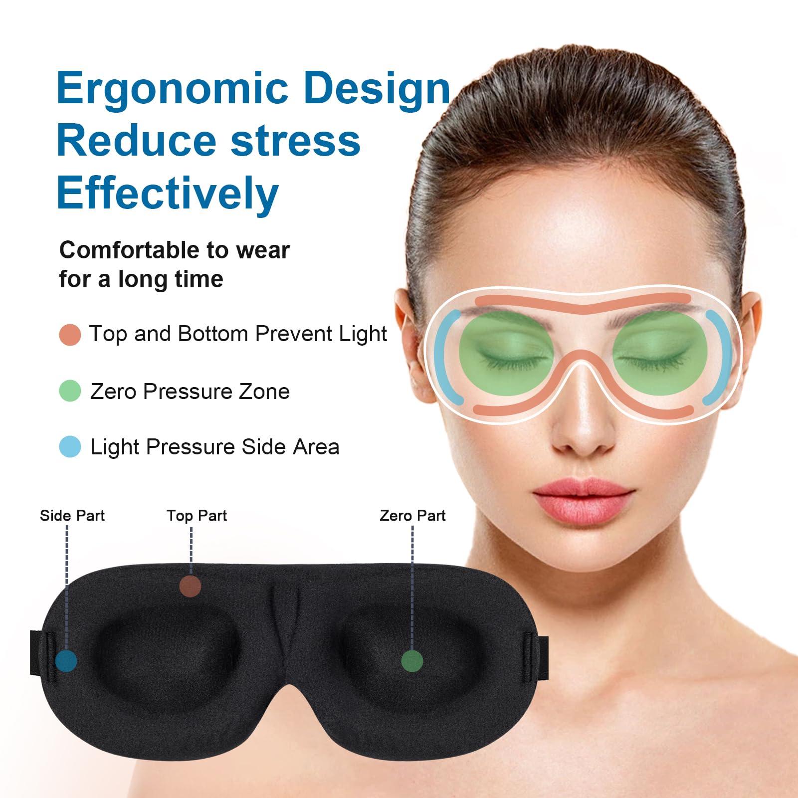 YIVIEW YIVIEW Sleep Mask for Side Sleeper Pack of 3, 100% Light Blocking 3D Eye Masks for Sleeping, Night Blindfold for Women Men