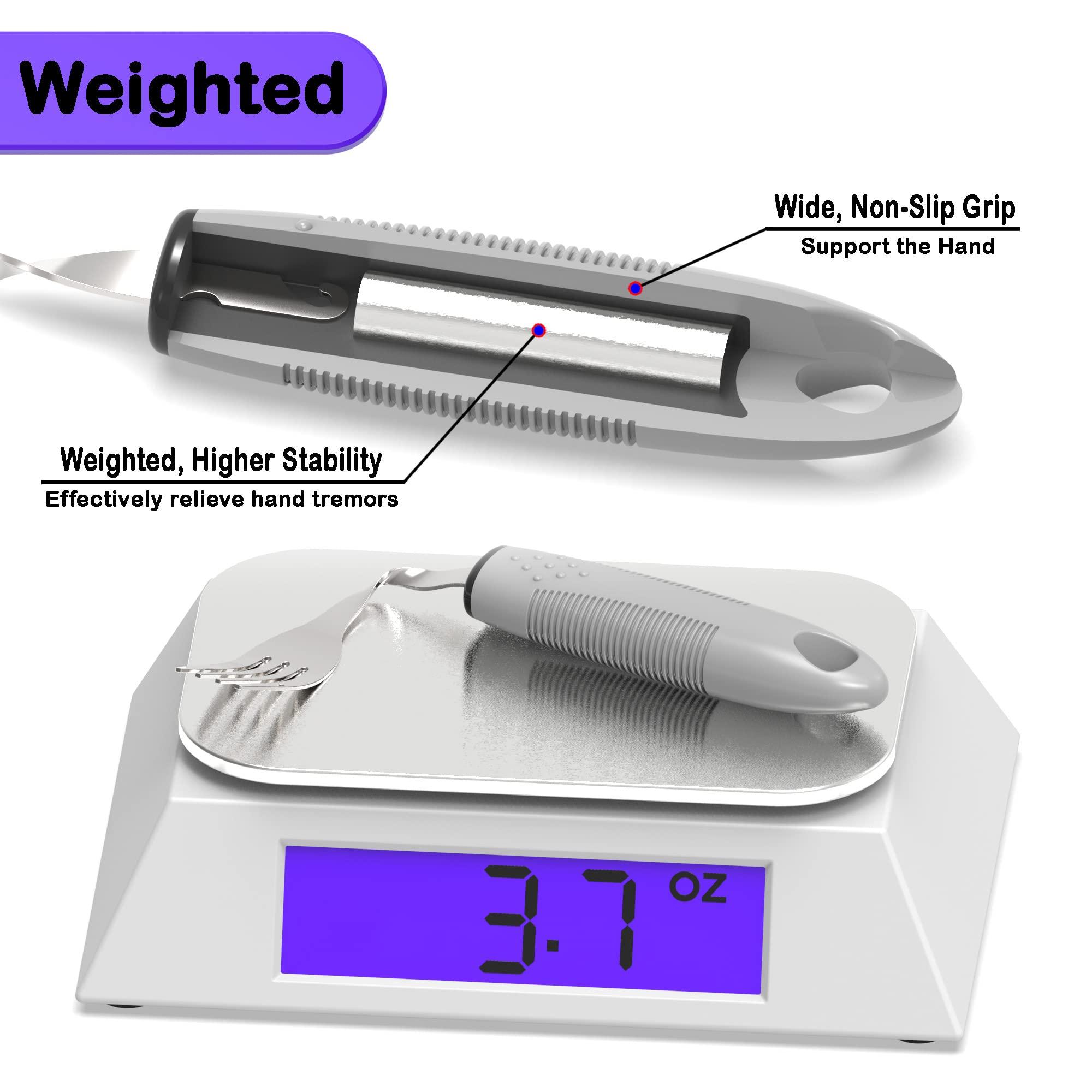 PKPKAUT PKPKAUT Bendable/Weighted Forks for Hand Tremors, Adaptive Handicap Fork for Parkinsons Patients, Parkinson Curved Fork for Shaking Hands, Liftware Angled Arthritis Fork for Adults Disabled Elderly