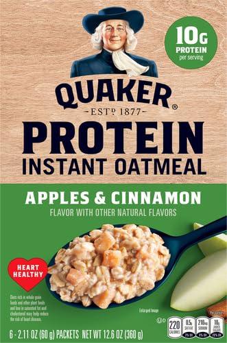 Quaker Quaker Instant Oatmeal, Protein Apple Cinnamon, 6 Count