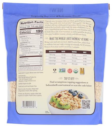 Bob\'s Red Mill Bob\'s Red Mill Organic High Protein Oats - 32 oz (Pack of 1), 9g/Serving, Gluten Free, Non GMO, Whole Grain, Plant Based Protein