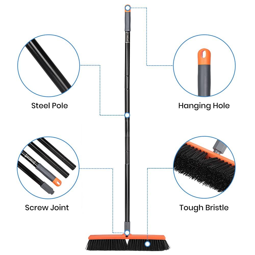 TreeLen TreeLen 18 inch Push Broom Outdoor - Heavy Duty Broom for Driveways, Sidewalks, Patios and Deck Cleans Dirt, Debris, Sand, Mud, Leaves and Water-18 Wide Bristles