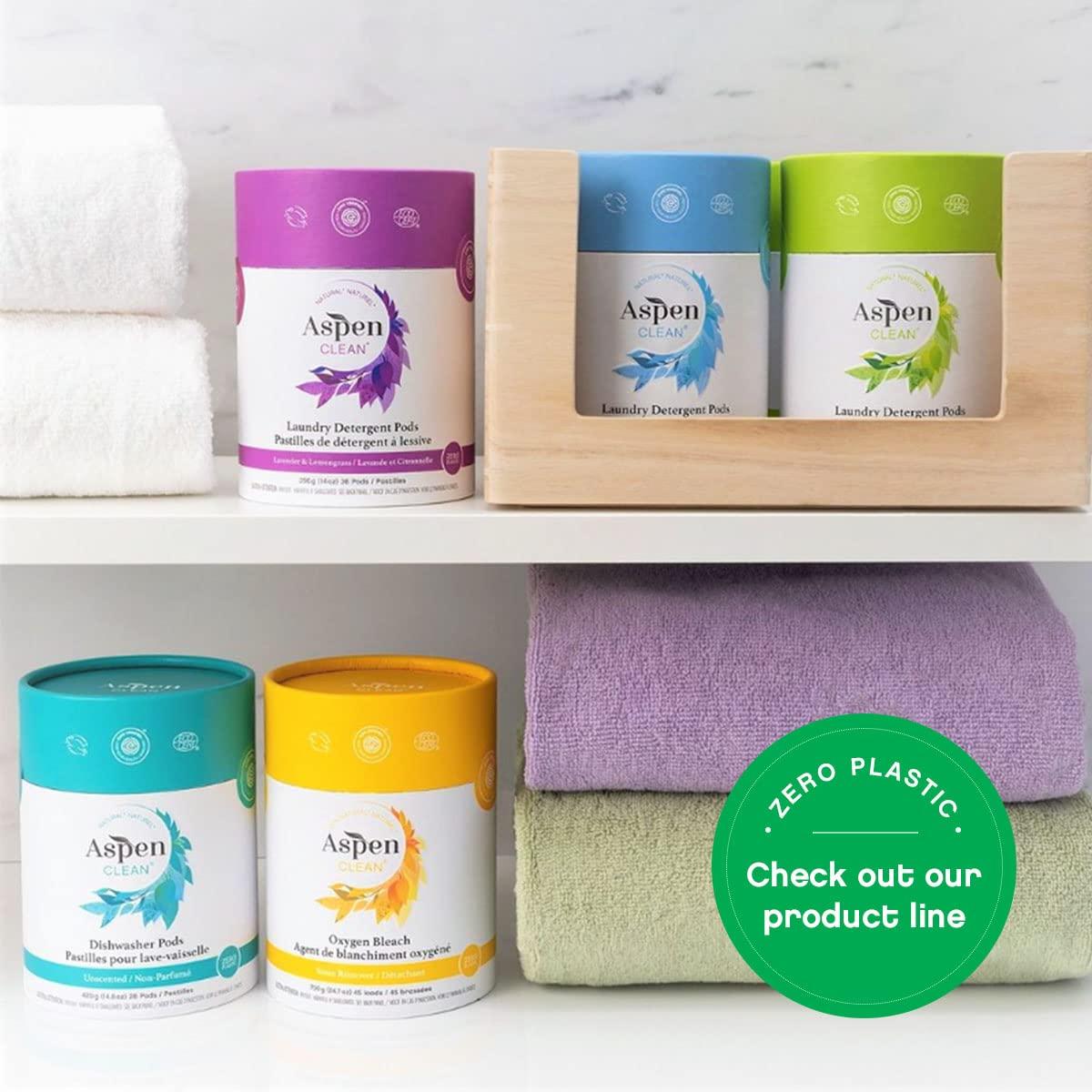 AspenClean Unscented Dishwasher Pods by AspenClean, Dye-Free, Zero Plastic, EWG Verified, Vegan, Eco-Friendly, Natural Dishwasher Detergent - 28 Count