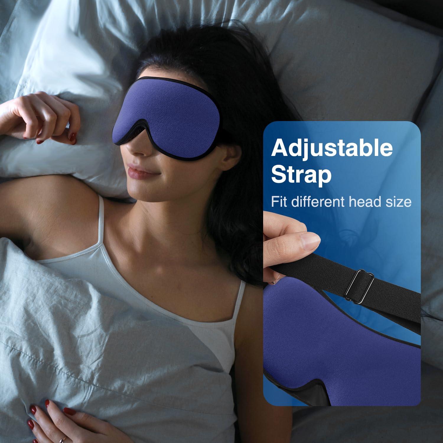 YFONG YFONG Weighted Sleep Mask, Women Men 3D Eye Mask Blocking Lights Sleeping Mask (4.2oz/120g), Pressure Relief Night Sleep Eye Mask with Adjustable Strap, Eye Cover Blindfold for Travel Nap Yoga, Blue