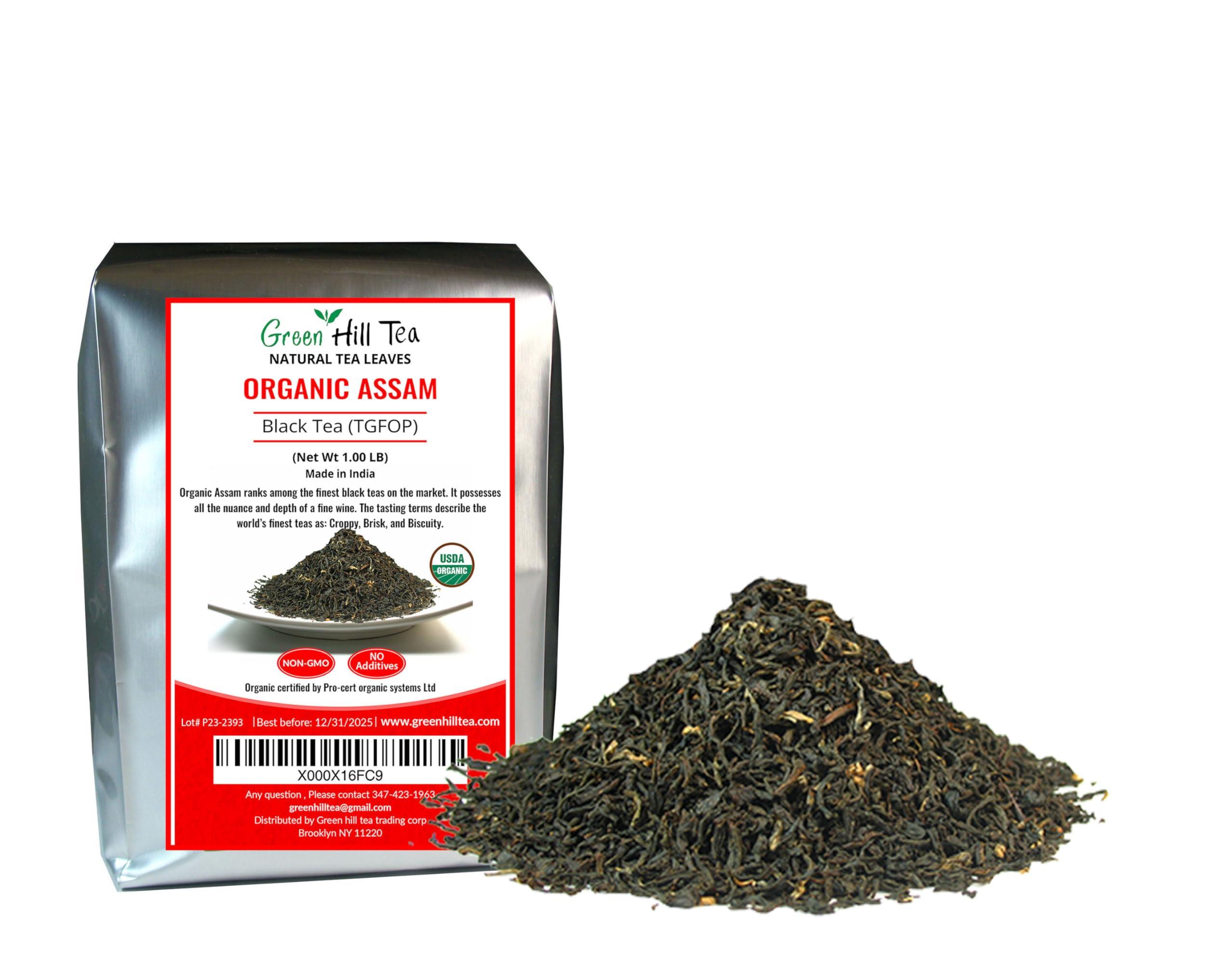 GreenHillTea Greenhilltea, Assam TGFOP Black Tea with Tippy Flowery Malty Premium Black Tea Loose Leave Tea 1 LB