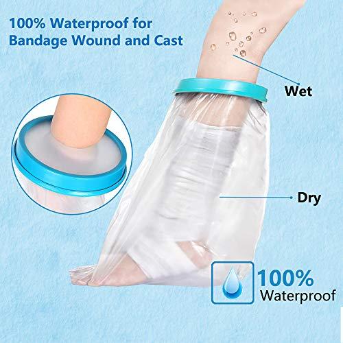 Clheatky Kids Leg Cast Cover Waterproof Leg Cast Cover for Shower Bath Watertight Plastic Protection Keep Bandage Dry, Reusable Foot Cast Protector for Leg, Knee, Foot, Ankle Wound17.5inch)