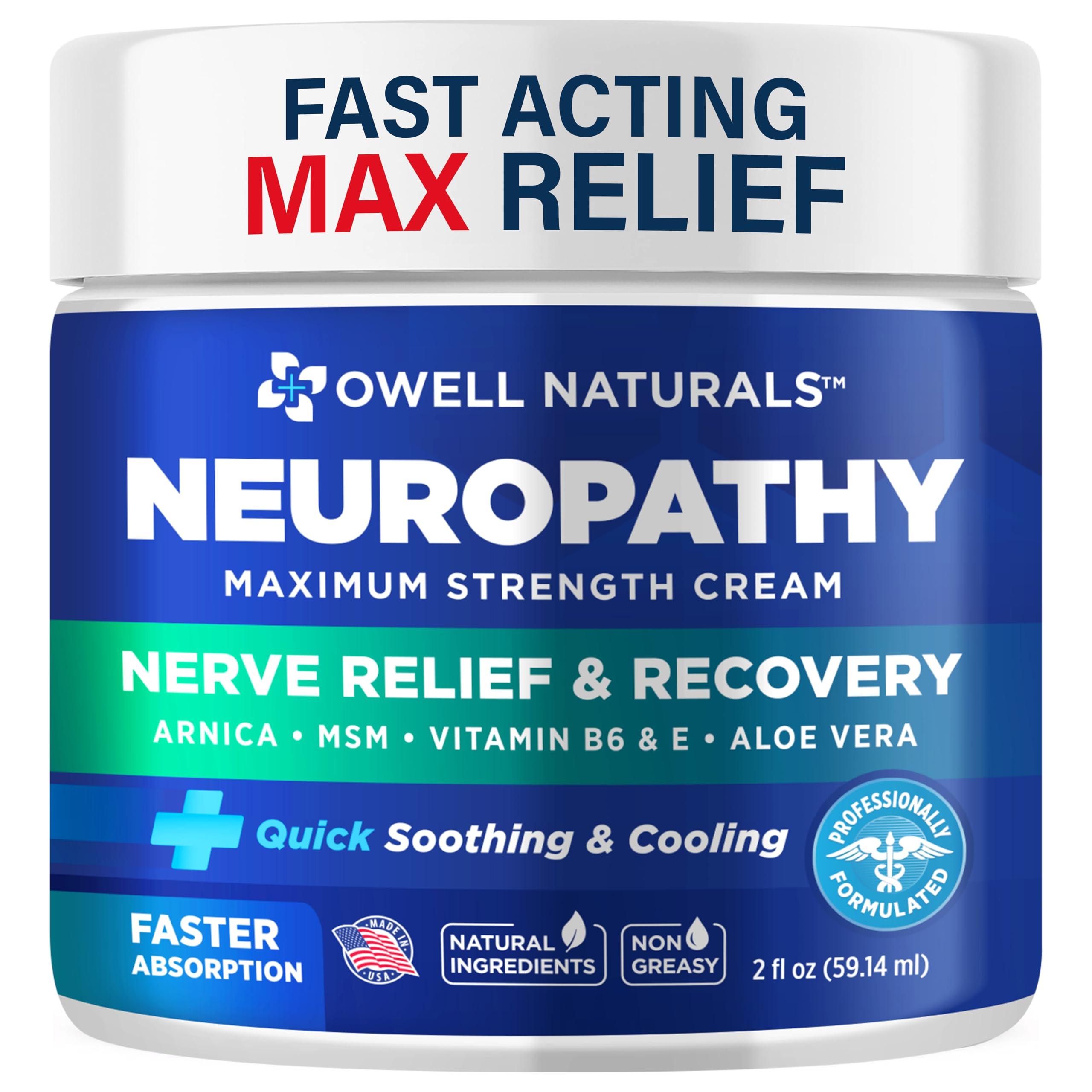 OWELL NATURALS OWELL NATURALS Neuropathy Cream Extra Strength Nerve Relief Cream for Foot, Hands, Legs, Toes with Arnica, Vitamin B6, Aloe Vera, MSM - Made in USA