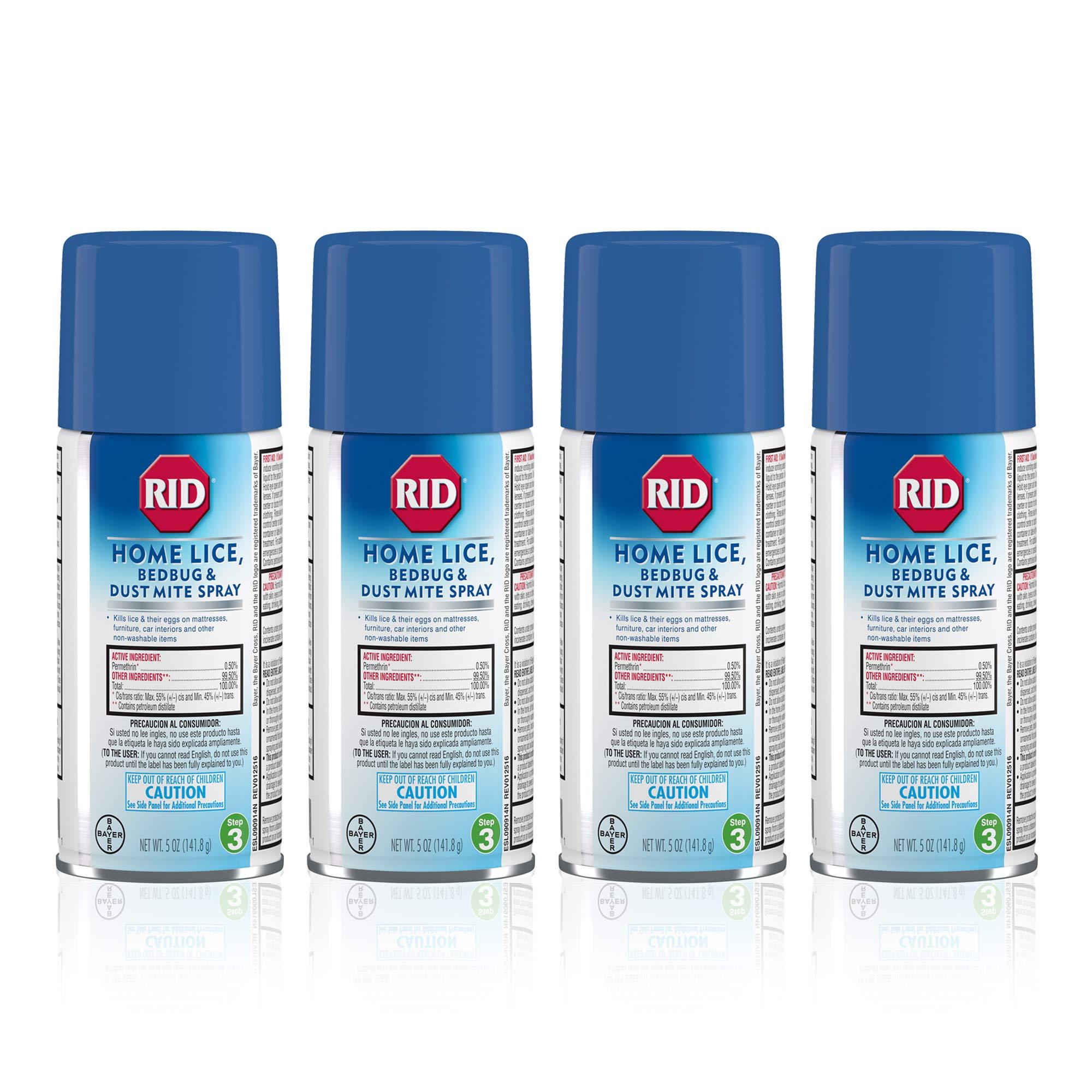 RID Rid Home Lice, Bedbug And Dust Mite Spray - 5 Ounces (Value Pack of 4)