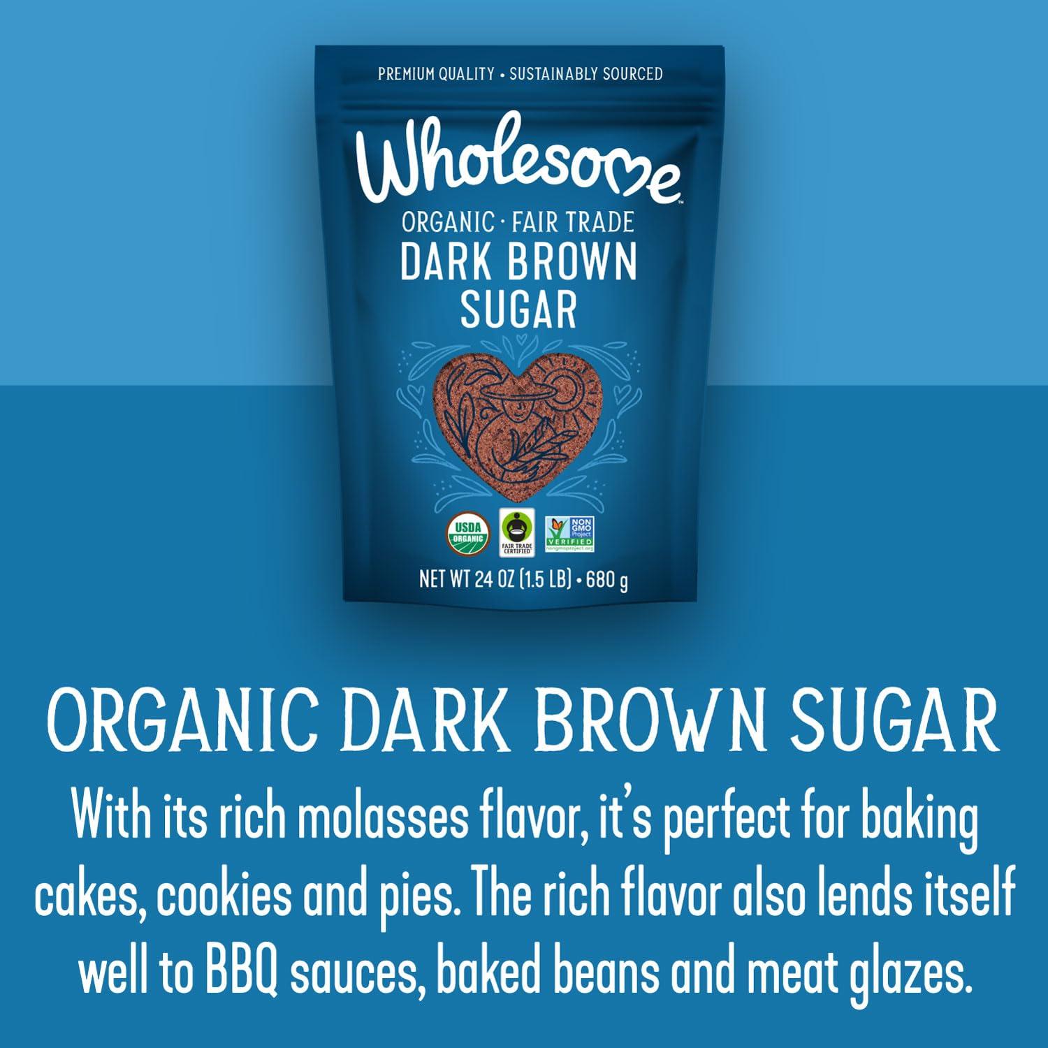 Wholesome Sweeteners Wholesome Organic Dark Brown Sugar, Fair Trade, Non GMO & Gluten Free, 1.5 lb (Pack of 1)