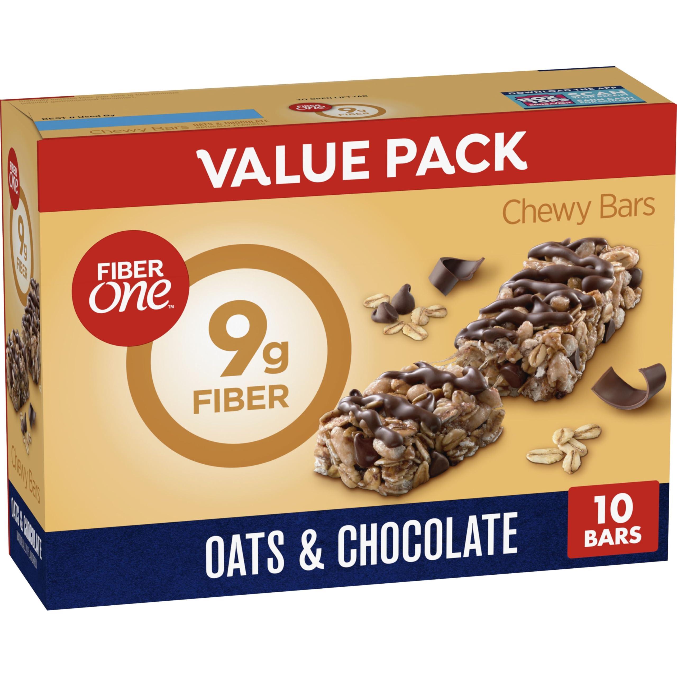 Fiber One Fiber One Chewy Bars, Oats & Chocolate, Fiber Snacks, 14.1 oz, 10 ct