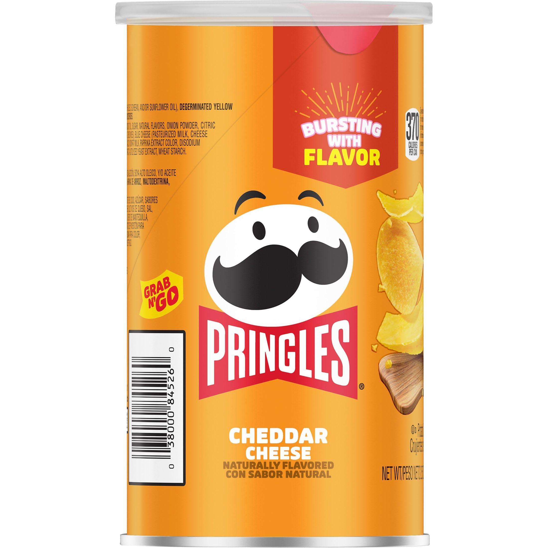 Pringles Pringles Potato Crisps Chips, Lunch Snacks, Office and Kids Snacks, Grab N\' Go, Cheddar Cheese (12 Cans)