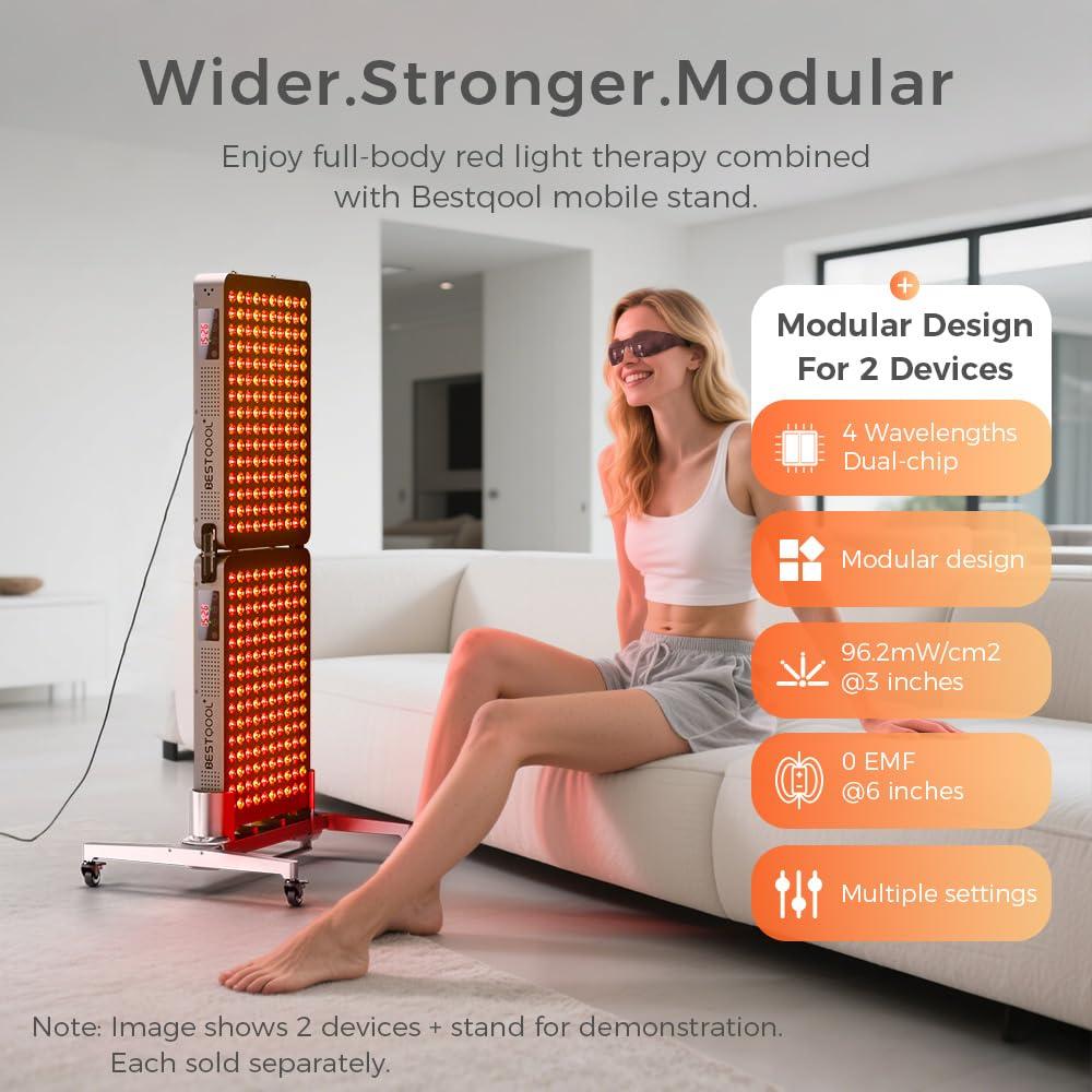 Bestqool Bestqool Red Light Therapy Device, 4 Wavelengths Full Body Near Infrared Light Therapy, Elite Grade Dual Chip 150 LEDs, High Power Output Red Light Panel for Anti-Aging, Pain Relief. 250W.
