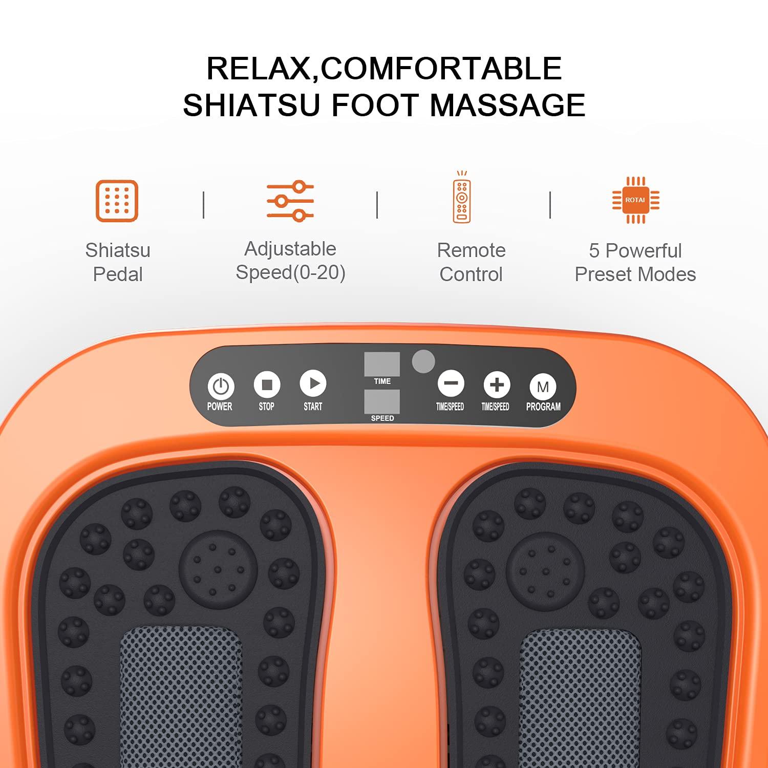ROTAI ROTAI Foot Massager Machine with Remote, Multi Relaxations and Pain Relief - Shiatsu Vibration Feet Massager Increases Circulations, Relieve Stiffness Tired Muscles and Plantar Fasciitis (Orange)