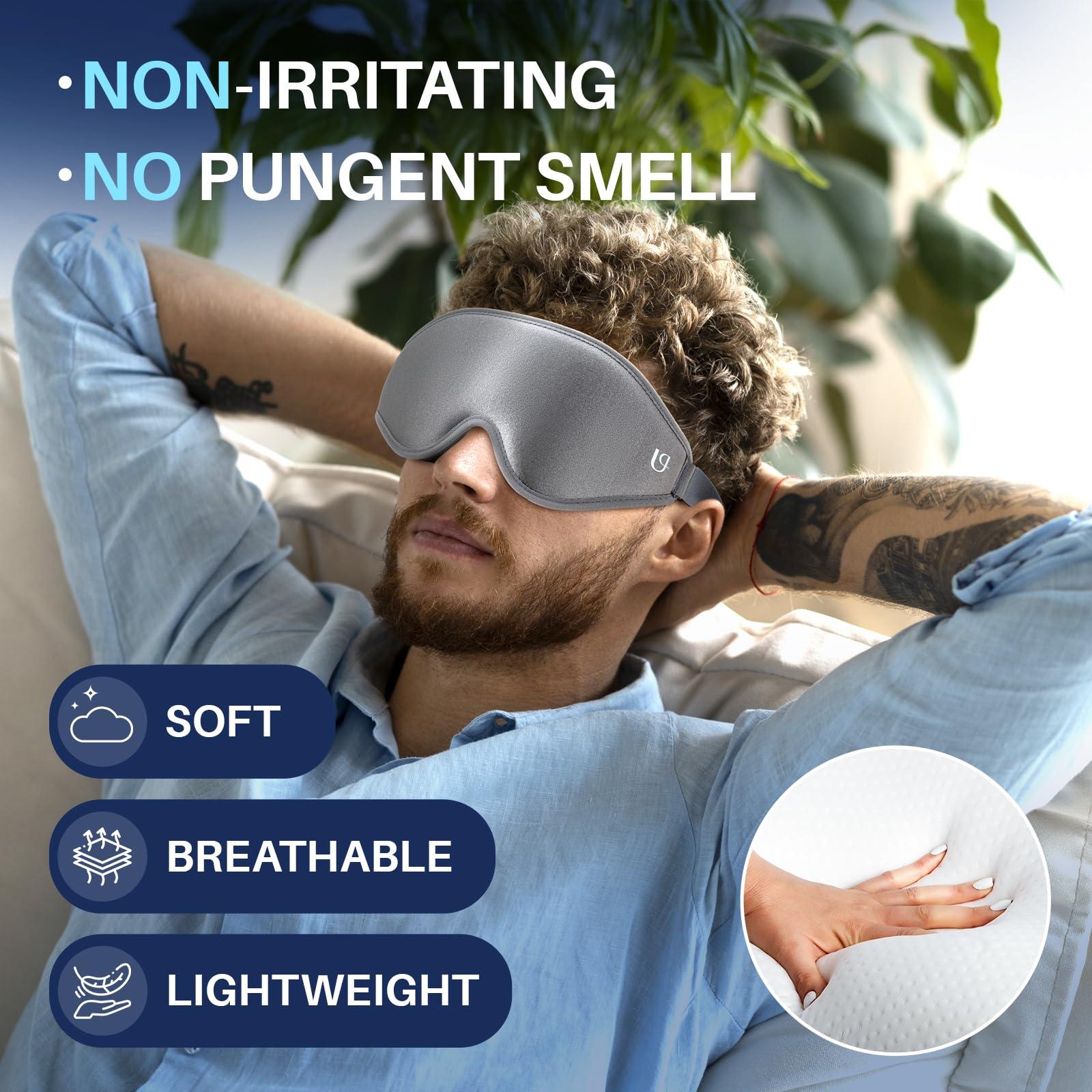 Uditek Uditek Sleep Mask, 3D Contoured Deep Pocket Eye Mask for Sleeping, Light Blocking Sleep Masks for Women Men, Zero Pressure Eye Covers for Sleeping Travel Night Shift, with Adjustable Strap