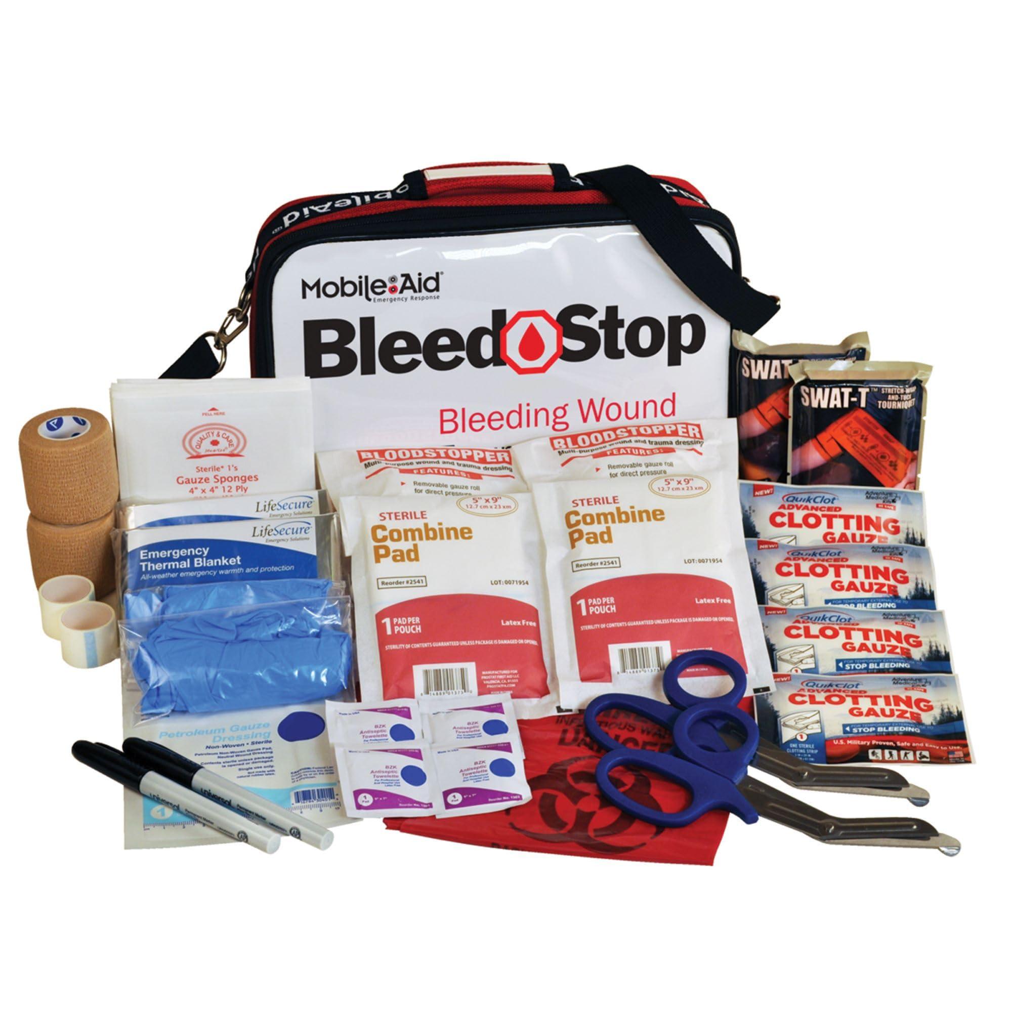 MobileAid BleedStop Double 100 Bleeding Control & Gunshot Wound Trauma First Aid Kit [Treats 2 Bleeding Wounds]