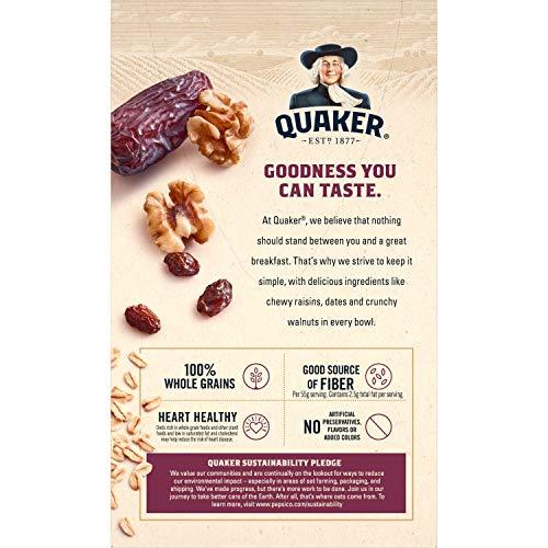 FCV Quaker Raisin, Date & Walnut 100% Whole Grains Fiber Instant Oatmeal - 2 Boxes (26 oz)