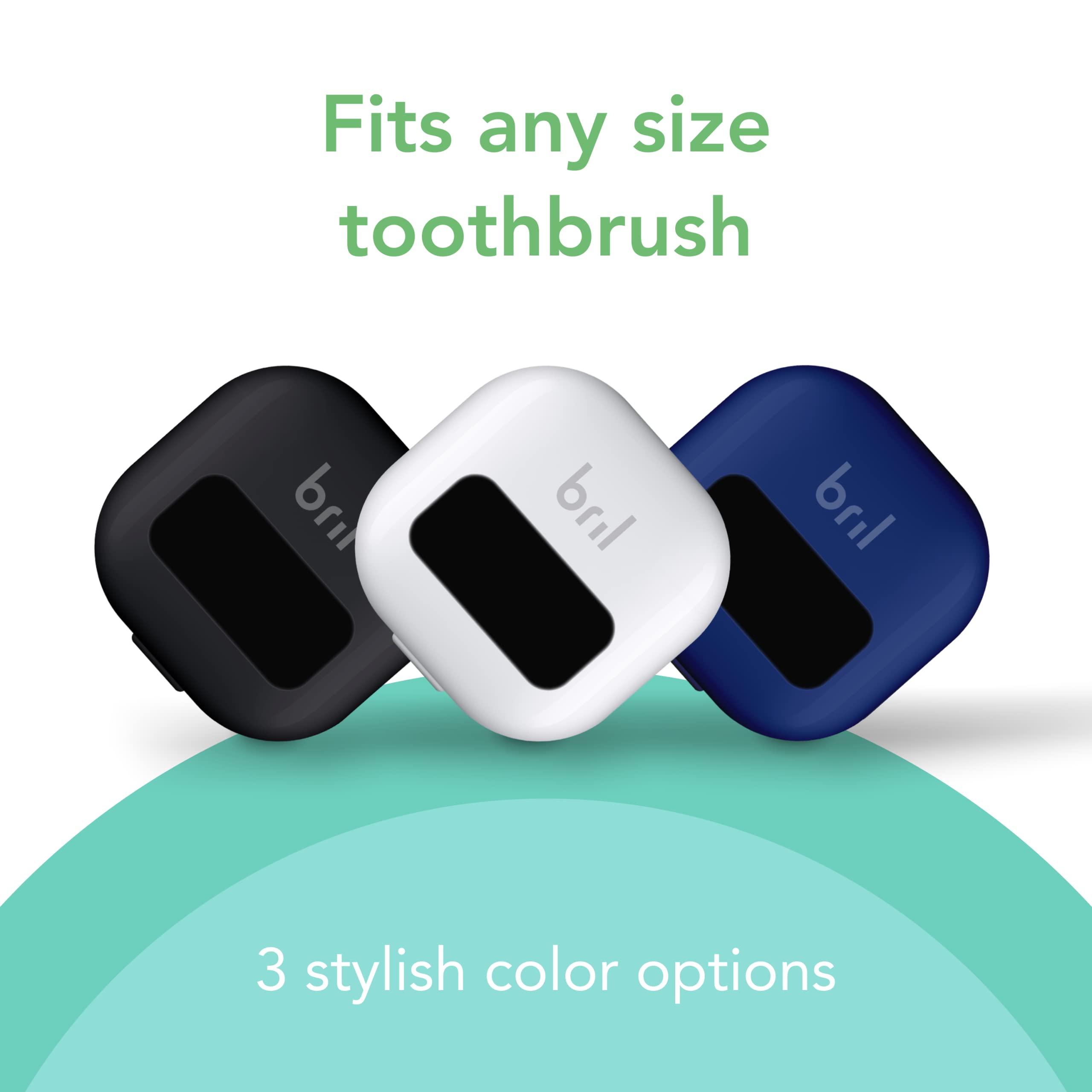 Bril Bril UV-C Toothbrush Cleaner, Portable Brush Cover, Holder, and Travel Case for Any Size Toothbrush, Navy, White, Black (8 Pack)