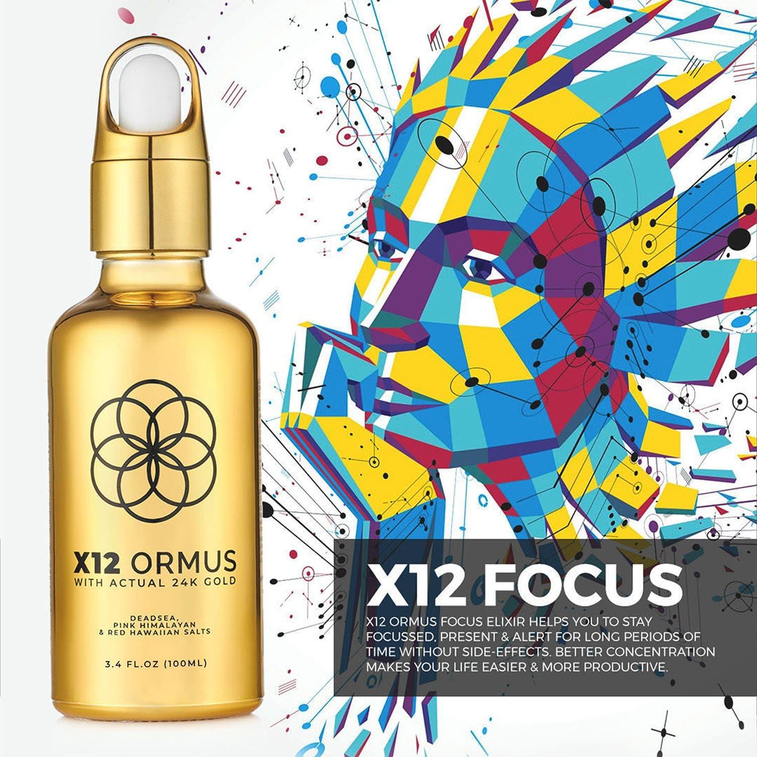 x12 Ormus With Actual 24k Gold Ormus Monoatomic Gold Concentrate (High Potency x12) 3.4oz - Made by Real Alchemists - 24k Food Grade Liquid Gold, Dead Sea Salt & Pink Himalayan Salt