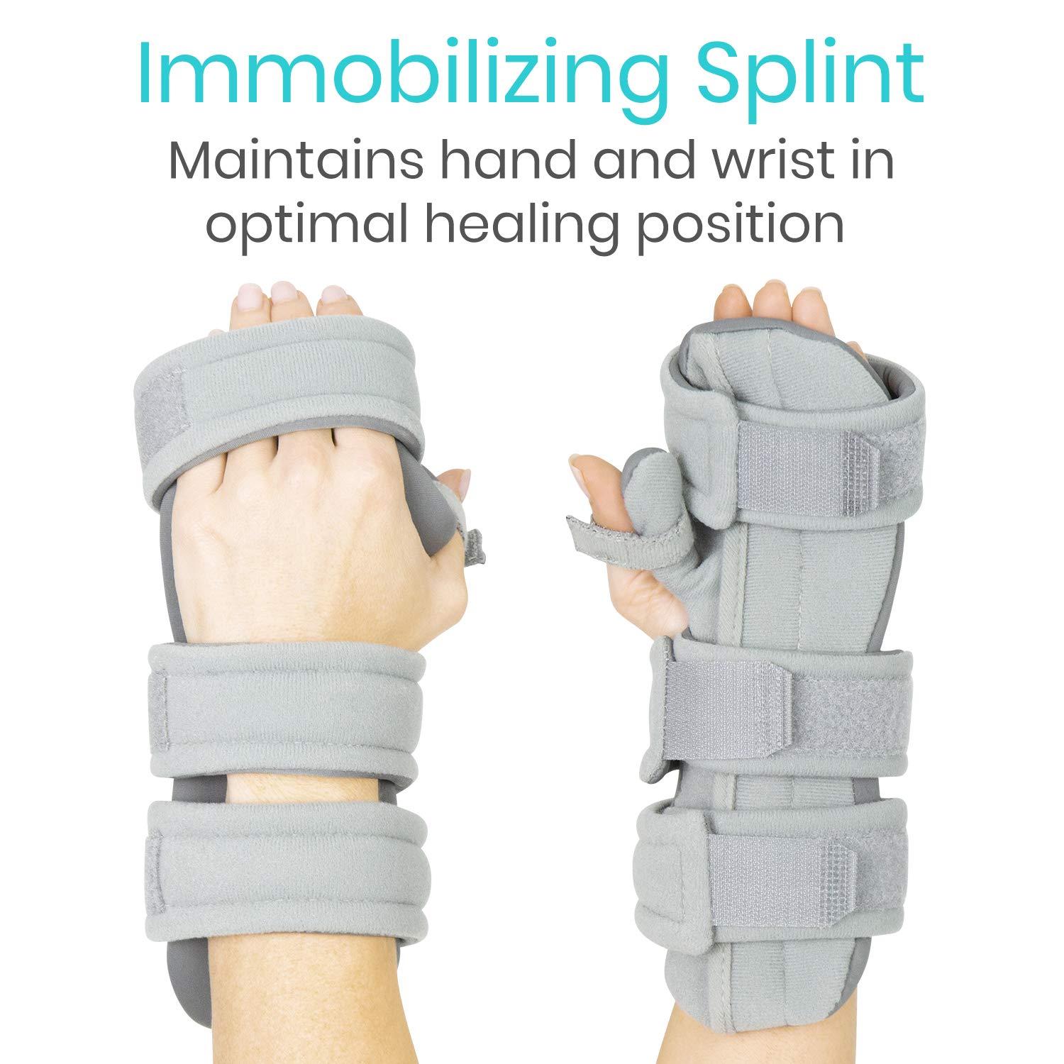 Vive Vive Resting Hand Splint (Left) (w/ Rehab Video App) - Night Immobilizer Wrist Finger Brace - Thumb Stabilizer Wrap - For Arthritis, Tendonitis, Carpal Tunnel Pain - Functional Support For Sprains Fractures (Large)