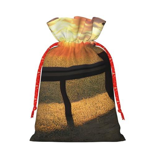 SSIMOO Lonely Bench Sunset Reusable Christmas Gift Bags,Elegant Artistic Craft,Your Go-To Solution For Gift Packaging