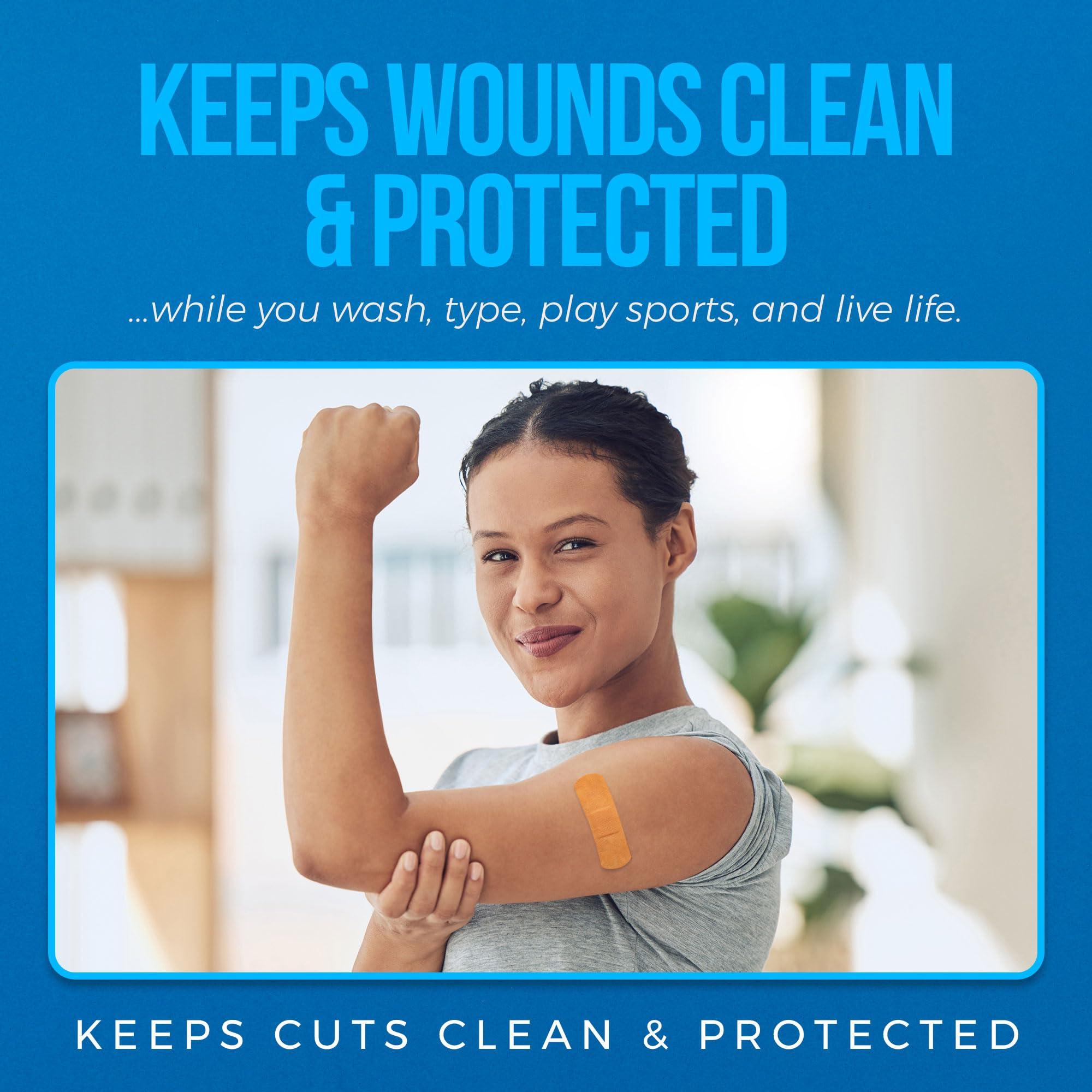 MEDca Flexible Fabric Bandages - Flex Fabric Adhesive Bandages Finger-Tip Bandages Knuckles andThumb Bandages for Finger Careand to Protect Wounds from Infection - (200 Count)