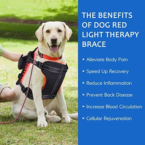 Dialudon Dialudon Dog Back Brace with Red Infrared Light Therapy for Muscle Joint Pain Relief, Red Light Therapy Devices for Dogs Home Light Therapy Adjustable Wrap for Arthritis, Back Pain, Surgical Recovery