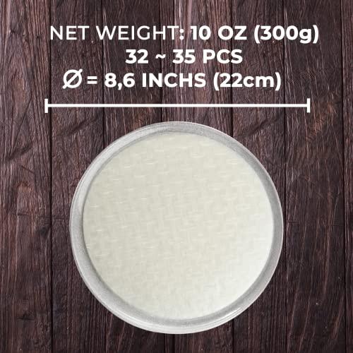 ASIADELI 30 Sheets Premium Rice Papers, 30~32 Sheets Per Pack, 10.5 oz, Vietnamese Spring Roll Wrapper, Premium Rice Paper, Round 22cm by ASIADELI(Pack of 1 Bag)