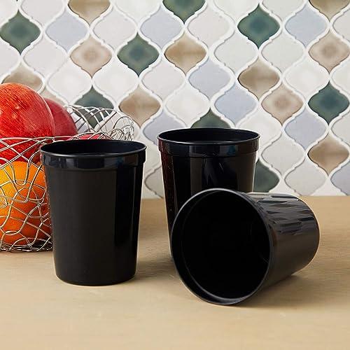 Juvale Black Stadium Cups, Reusable Plastic Party Tumblers (16 oz, 16 Pack)