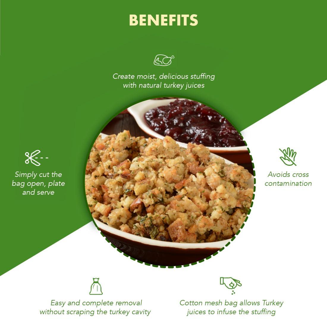 Regency Wraps Regency Wraps Turkey Stuffing Bags, 100% Cotton Mesh Bag Allows Poultry Juice to Flavor Dressing with Mess-Free and Safe Removal, Pack of 2, Natural