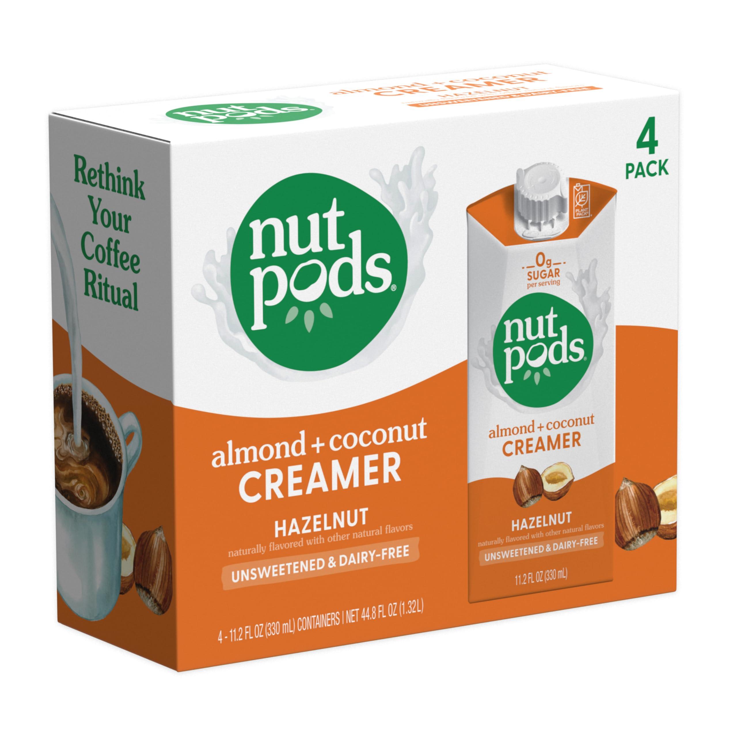 nutpods nutpods Hazelnut Creamer - Unsweetened Non Dairy Creamer Made from Almonds and Coconuts - Keto Creamer, Whole30, Gluten Free, Non-GMO, Vegan, Sugar Free, Kosher (4-Pack)