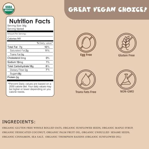 BROOKLYN'S OWN Brooklyn's Own Organic Granola Cinnamon Raisin Breakfast Cereal - Gluten-Free Healthy Snacks - 12 Ounce Resealable Eco-Friendly Pack