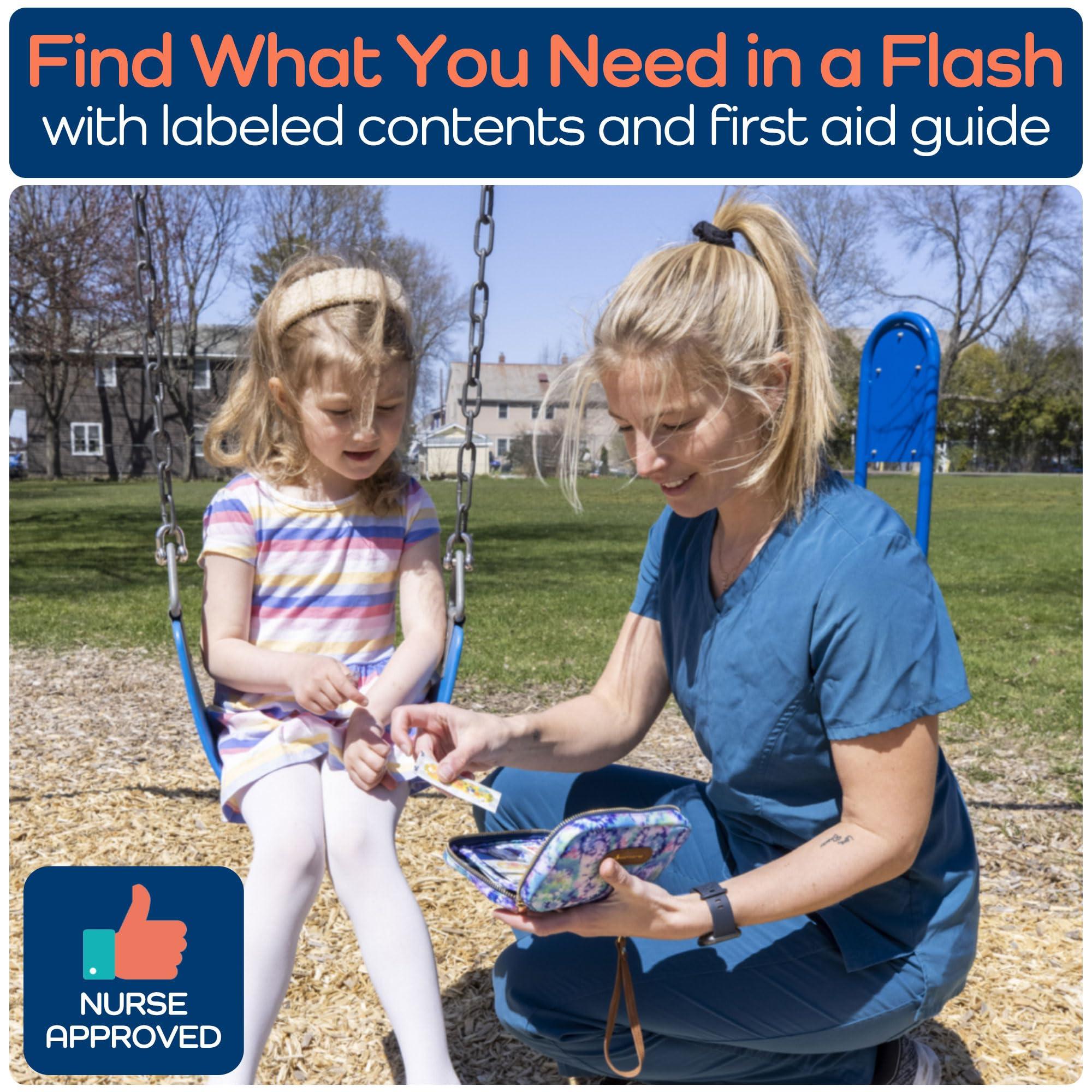 KEEP>GOING KeepGoing Travel First Aid Kit for Kids 130 Pc. Small First Aid Kit for Car, Home, Purse, Diaper Bag & Backpack with Latex-Free Bandages - Mini First Aid Kit Travel Size TSA-Approved