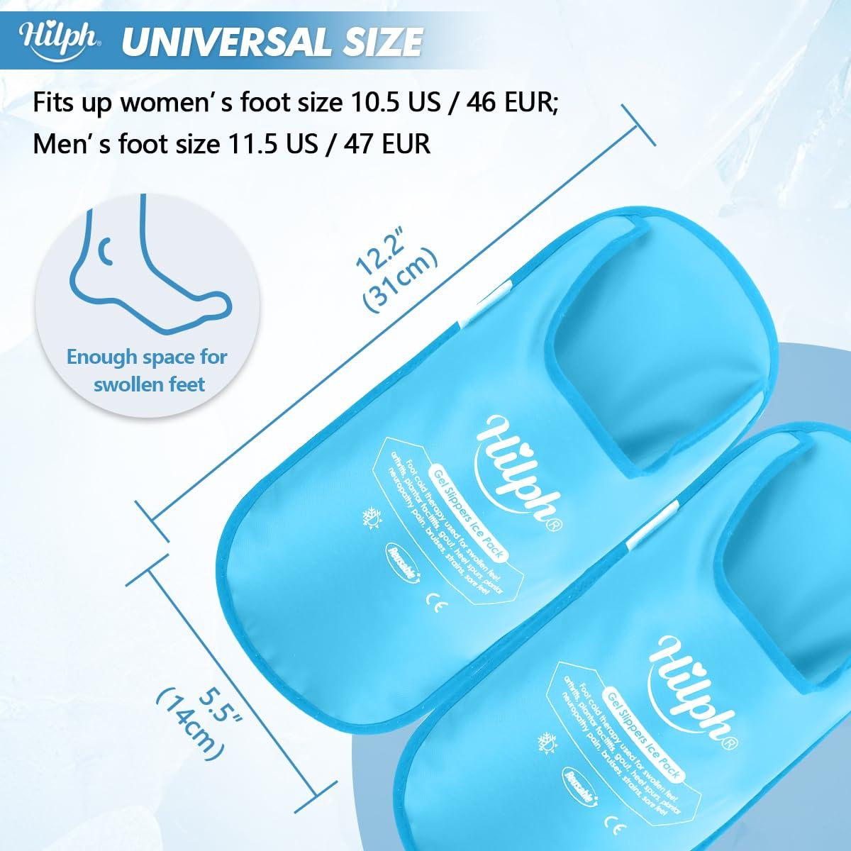 Hilph Hilph Foot Ice Pack Slippers for Plantar Fasciitis 2 Packs, Reusable Hot Cold Packs Gel Ice Slipper for Foot and Broken Toes, Gout, Foot Surgery, Neuropathy, Diabetic, Swollen (Sky Blue)