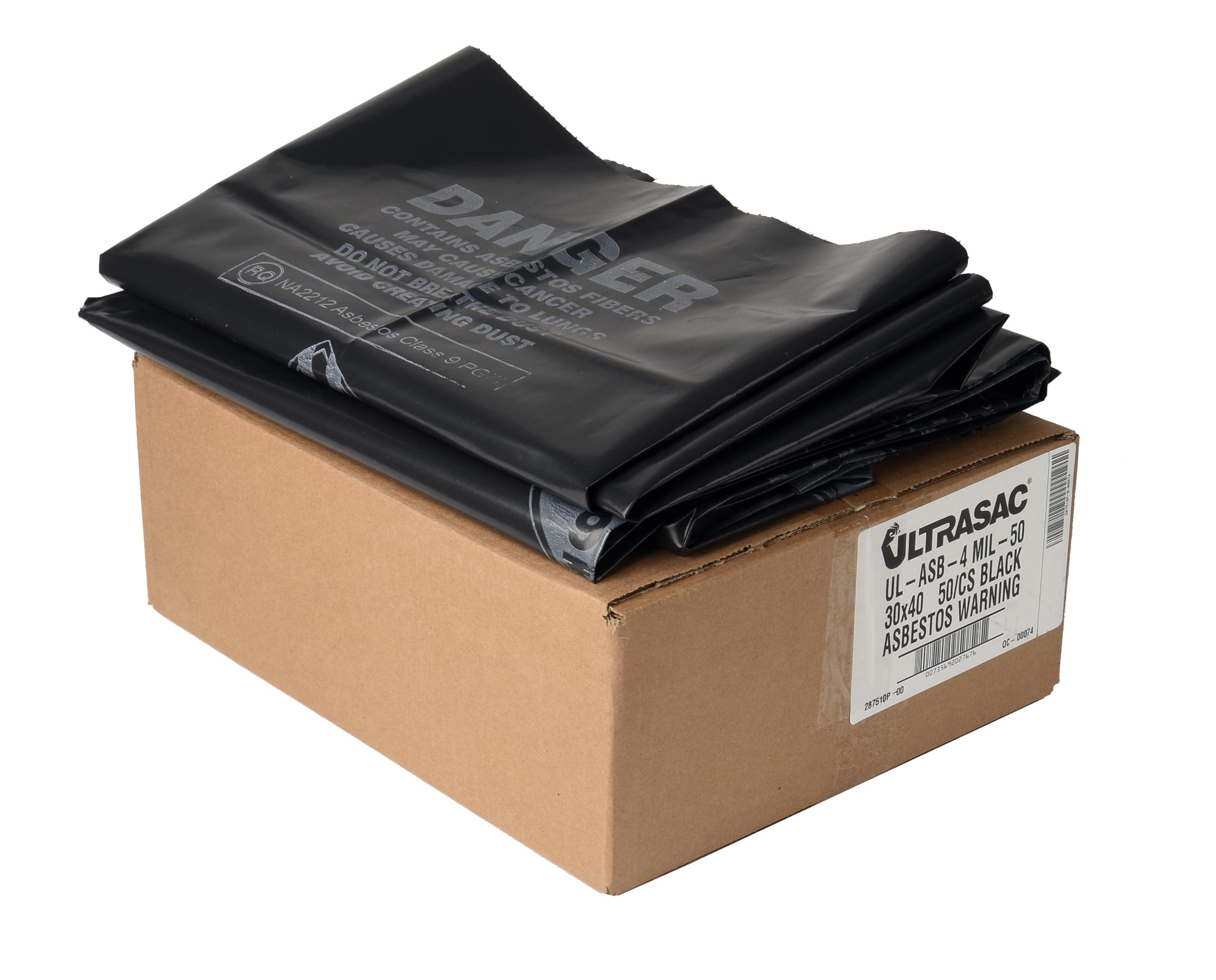 Ultrasac Ultrasac 33 Gal. Asbestos 4 Mil Bag - 30" x 40" - Pack of 50, Black (UL-ASB-4 MIL-50)