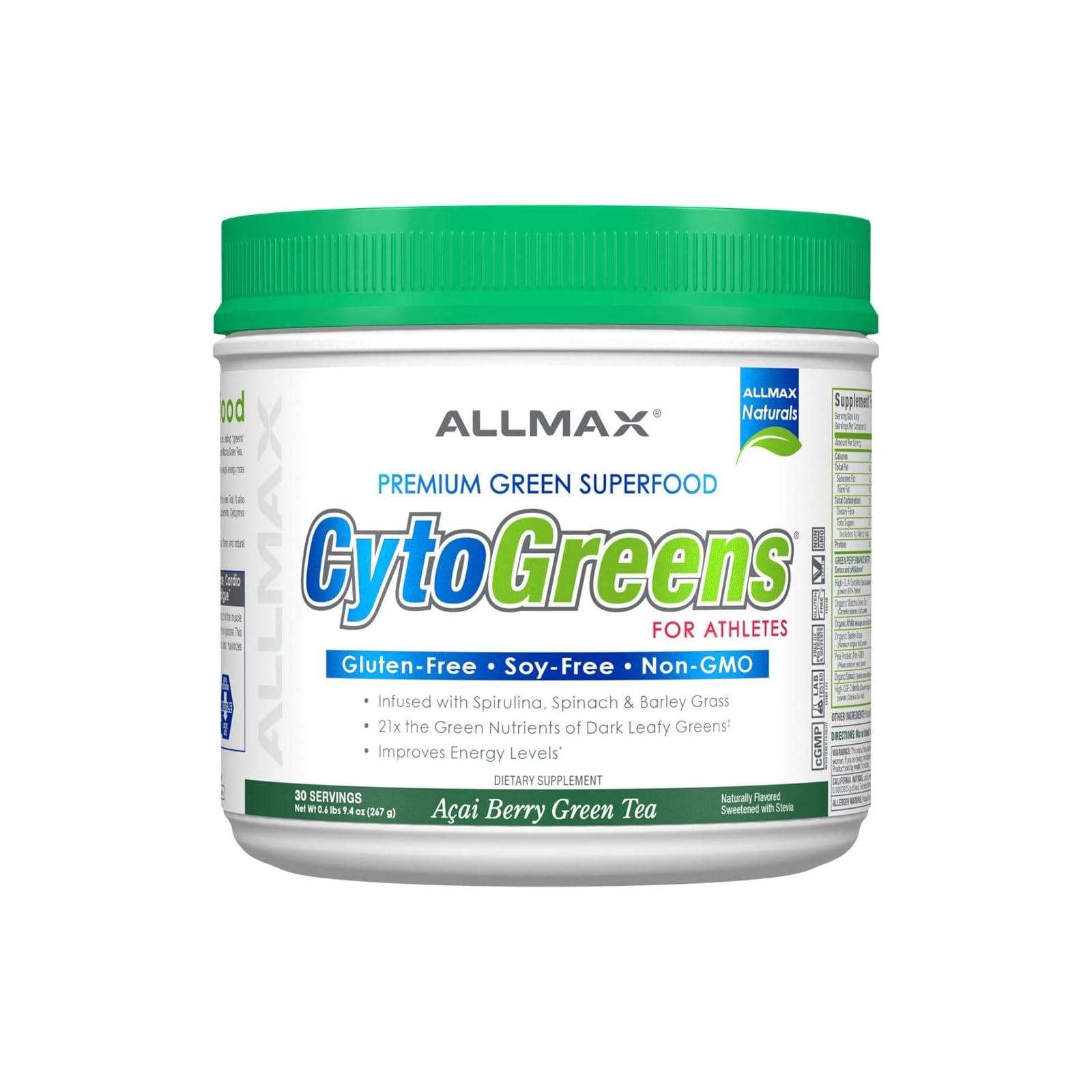 ALLMAX Nutrition ALLMAX Nutrition - Cytogreens Super Greens Powder, Infused with Spirulina, Spinach & Barley Grass, Supports Immune & Digestive Health, Gluten Free & Vegan, 60 Servings (Acai Berry Green Tea)