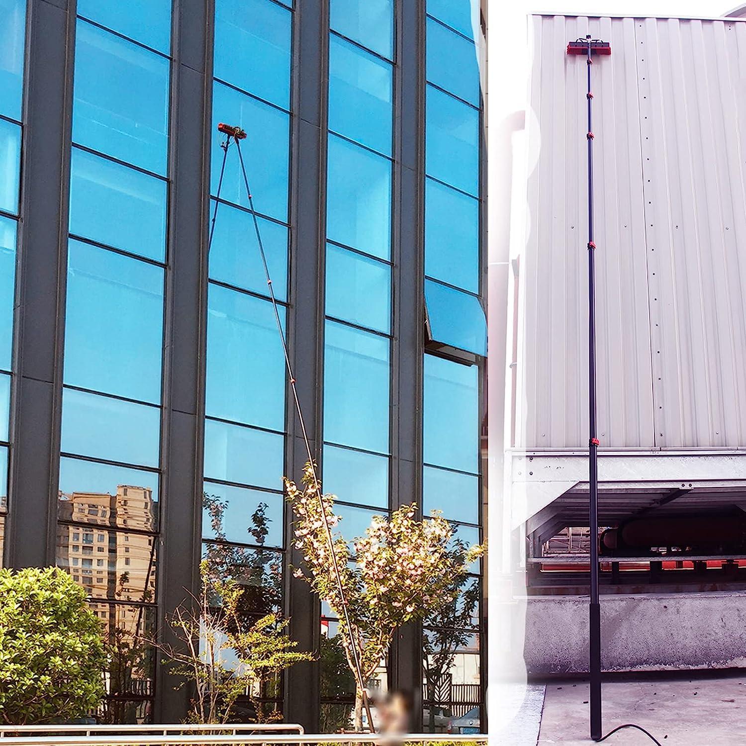 DEVOKE Window Cleaning Washing Pole Cleaner Kit 3In1 Water/Hose Fed Pole Cleaning Brush Equipment Extendable Outdoor Cleaning Tool Photovoltaic Solar Panels Water Fed Brush Water Pipe Tools (18FT/5.4M)