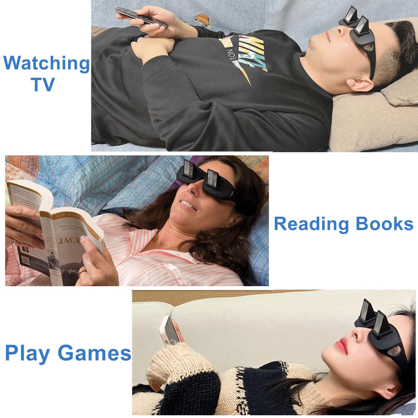 Mirmogo Mirmogo Lazy Glasses Bed Prism Glasses, Horizontal High Definition Reading Glasses for Laying Down Reading and Watching TV (Black)
