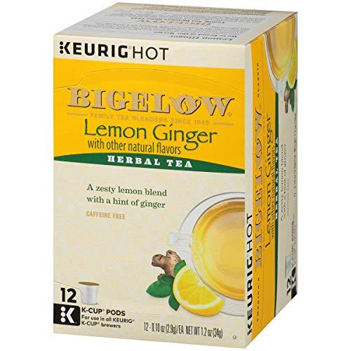 Bigelow Tea Bigelow Lemon Ginger Herbal Tea Keurig K-Cups, Caffeine Free Herbal Tea, 12 Count Box