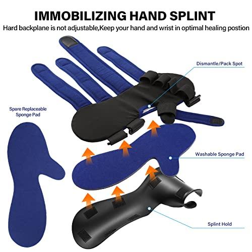 HOOMTREE HOOMTREE Stroke Resting Hand Splint Right&Left Resting Hand Splint with Finger Separator Functional Night Immobilizer Wrist Finger Brace for Carpel Tunnel Pain,Sprain Fracture,Tendonitis (Left,Blue)