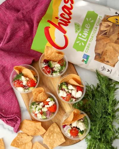 Chicas Chicas Tortilla Chips, White Corn Tortilla Chips Lime, Gluten Free, Vegan, Non-GMO, For Dips, Spreads & More, 7.5 Ounce Bag (Pack of 1)
