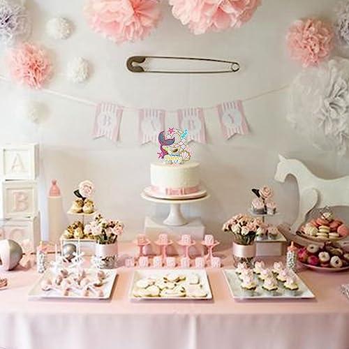 YCTHUNFISH 1 Pack Mermaid Cake Topper 9th Birthday Cake Pick Happy Birthday Ocean Sea Creature Mermaid Cake Decoration for Kids Nine Birthday Baby Shower Summer Party Supplies