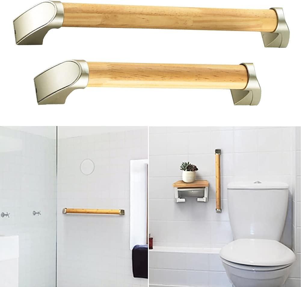 Generic Solid Wood Bathroom Grab bar Holder, 17Bathtub Safety Grab bar, Bathroom Accessibility Handle, Non-Slip Pull Handle for The Elderly, Non-Slip Wooden Shower Handle, Toilet Grab bar