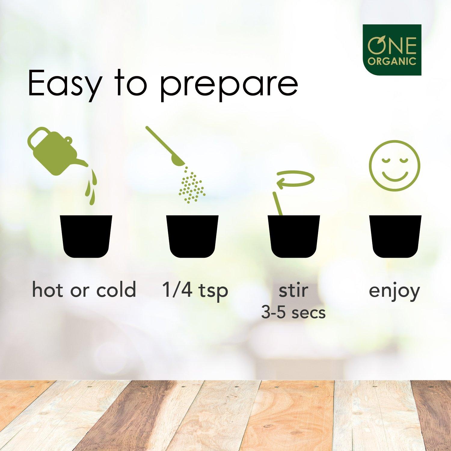 One Organic ONE ORGANIC Instant Tea Powder (Black)  4.4 oz.  125 Servings  USDA Certified Organic  100% Pure Tea - Instant Hot or Iced Tea  Unsweetened