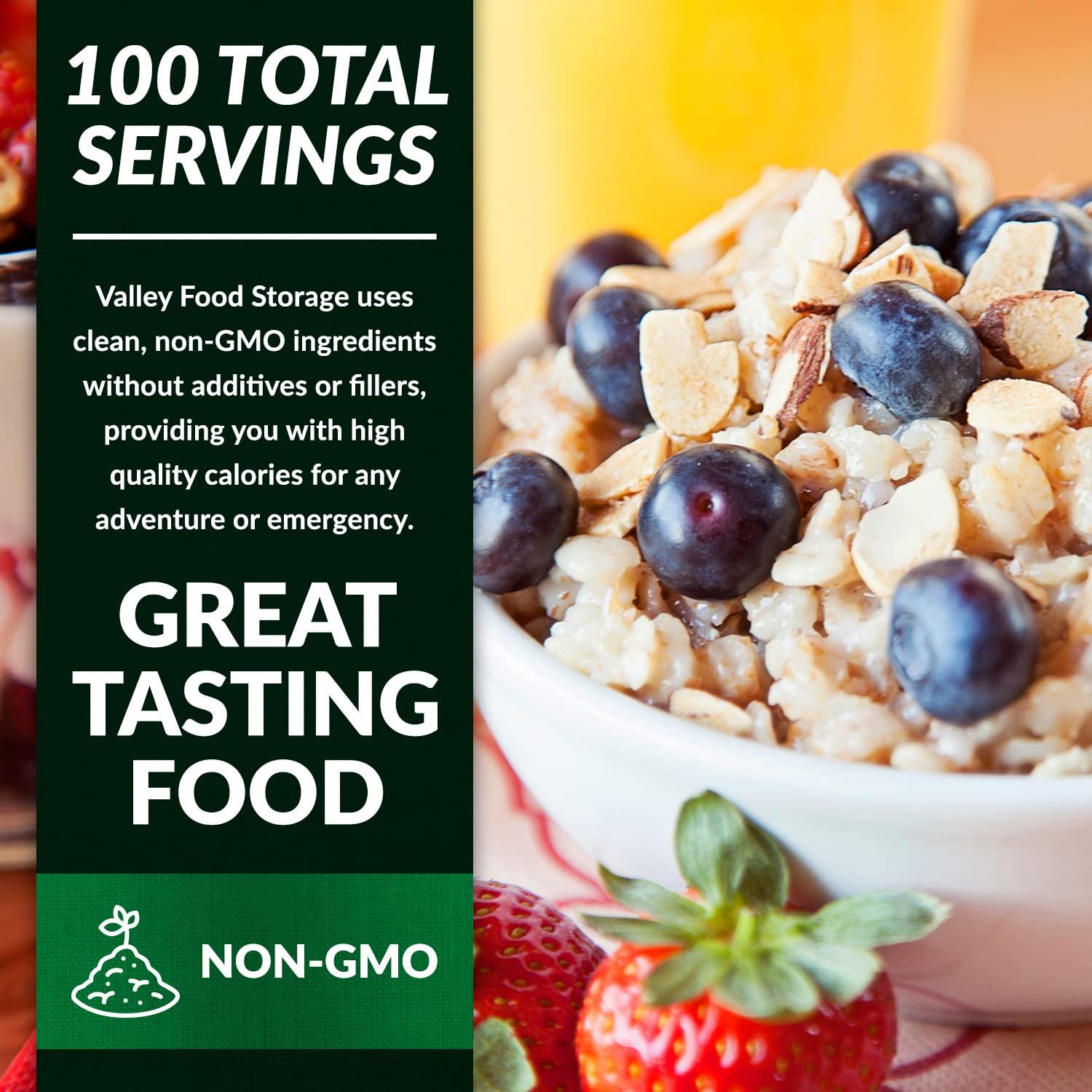 Valley Food Storage Multigrain Dried Cereal 10-Bag Bucket, 100 Servings | Premium Emergency Food Supply 25 Year Shelf Life | Survival Meal Kits Prepper Food, Off Grid Living Supplies | Valley Food Storage Packaged in USA