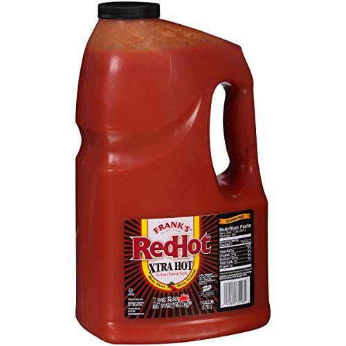 Frank's RedHot Frank's RedHot Xtra Hot Cayenne Pepper Hot Sauce, 1 gal (Pack of 4) - Four Gallon Containers of Extra Hot Cayenne Pepper Hot Sauce with 3x the Heat, Best for Wings, Pizza, Sides, Snacks, Bar Bites and