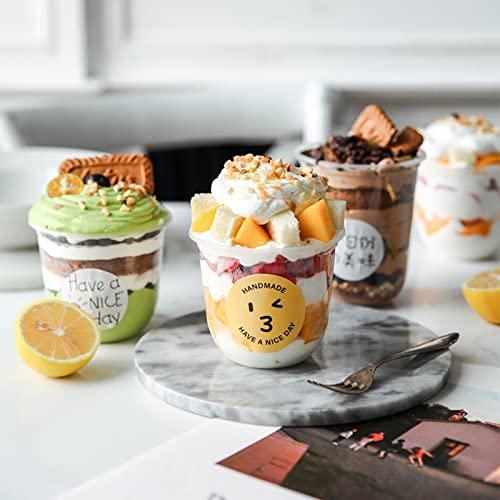 Nicunom Nicunom 100 Pack 12 oz Clear Dessert Cups with No Hole Dome Lids & Sporks, Plastic Parfait Cups, No Leaking Disposable Party Cups for Ice Cream Fruit Cake Snack Yogurt Cold Drink