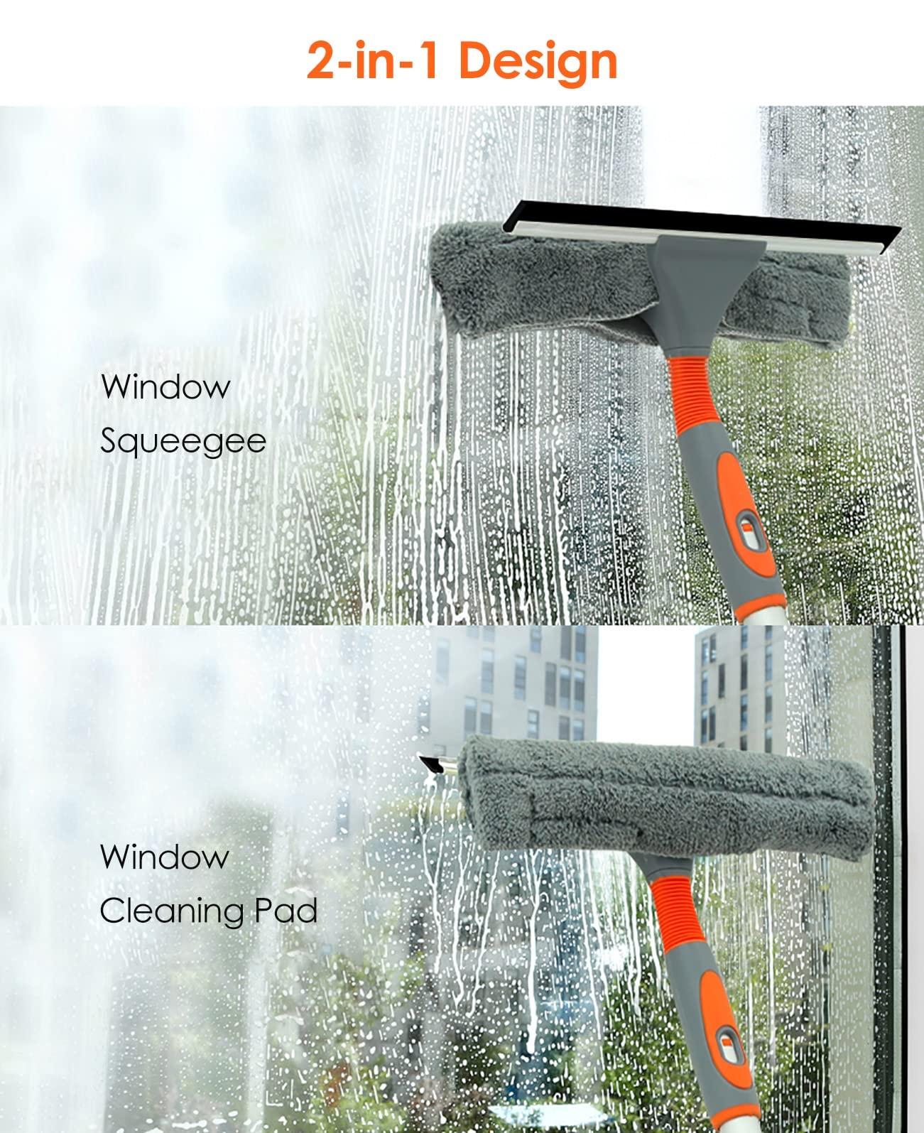 YXXSDP Home Bendable Window Cleaning Pole, Aluminum Safey Window Squeegee with Scrubber Combo, Window Cleaner for Porch Apartment Bathrooms (Size : Length 656cm/6.56m/21.5ft)